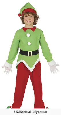 Produktbild von Kinderkostüm Weihnachtself – Festliches Outfit mit Hose, Oberteil und Mütze Gr. 98-134, Größe:140/146