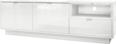 Produktbild von Vladon TV Board Lowboard Metro,  Germany, Korpus in Weiß Hochglanz / Fronten in Weiß Hochglanz mit Einsatz in Weiß Hochglanz