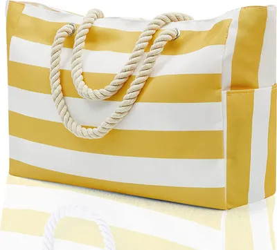 Produktbild von Strandtasche,Grosse Strandtasche XXL Familie, Wasserdicht Badetasche,Strandtasche mit Reißverschluss Groß Schwimmbad Tasche-gelb