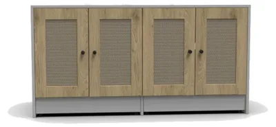 Image de Meuble Katzenklo pour 2 chats - Armoire dissimulant la litière - Armoire en bois de 120 cm - Espace pour 2 bacs à litière - Portes en sisal - Tiroirs sur rails - Blanc