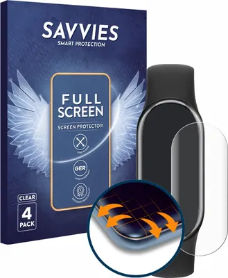 Produktbild von 4x Savvies Fullscreen Schutzfolie für Xiaomi Smart Band 8 Displayschutz Folie Fullcover Klar Transparent