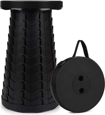 Produktbild von Tragbarer Klapphocker,Teleskophocker,Klappstuhl Campinghocker für Outdoor Camping Angeln Wandern Schwarz