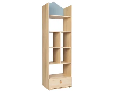 Produktbild von Standregal mit 7 offenen Fächern und einem Schubkasten Nagano Oak / Salbei