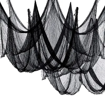 Obrázek produktu pro Dekorace na Halloween: Strašidelná látka – 200 x 1200 cm. Bavlna, mušelín. Vytvořte atmosféru pro vaši Halloween party. Vhodné jako dekorace na zahradu, okna a dveře