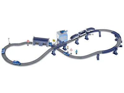 Image de Train électrique voitures de police 92 éléments ~300cm