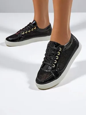 Zdjęcie produktu dla Royalfashion Lakierowane damskie eko skórzane trampki Azzuros, rozmiar 36