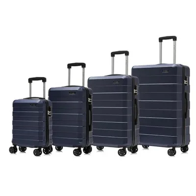 Produktbild von Suitcase Set, Rollkoffer Handgepäck, Kofferset, mit 4 Rollen 360°, Hartschalenreise Zahlenschloss, Weicher Gummigriff (4er Set, S,M,L&XL, Dunkelblau)