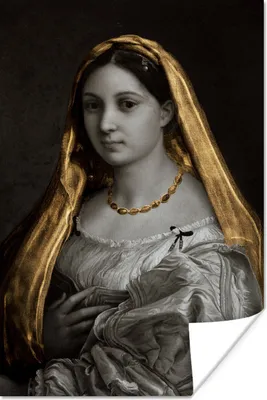 Produktbild von MuchoWow® Poster Die verschleierte Frau - Raffaello Sanzio - Gold 80x120 cm - Papierdruck