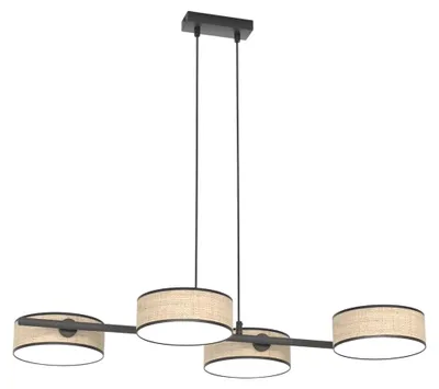 Obrázek produktu pro Závěsné svítidlo DRUMZ, černé a hnědé, 4xE14x15W, látka, rozměry: 120x80x46 cm, IP20, Emibig