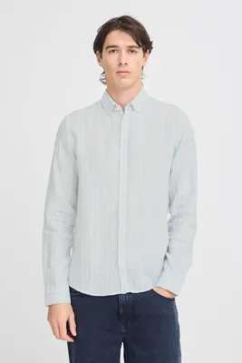 Produktbild von Casual Friday CFDALLAS striped Herren Leinenhemd Hemd Langarmhemd Leinenmix regular fit