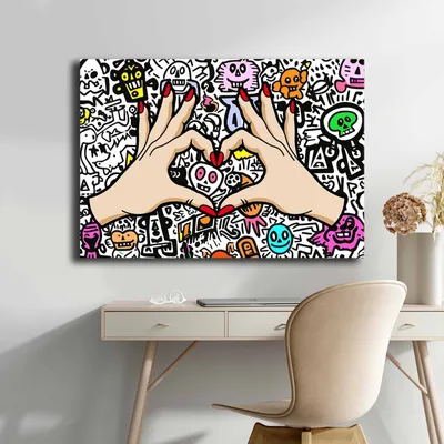 Produktbild von Wallity, 70100POP-006, Dekorative Leinwandmalerei, Mehrfarbig, 100 % LEINWAND, 70 x 100 cm
