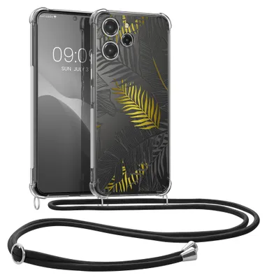 Produktbild von kwmobile Necklace Case kompatibel mit Xiaomi Redmi 12 Hülle - Silikon Cover mit Handykette - Gelb Grau Transparent Dschungel