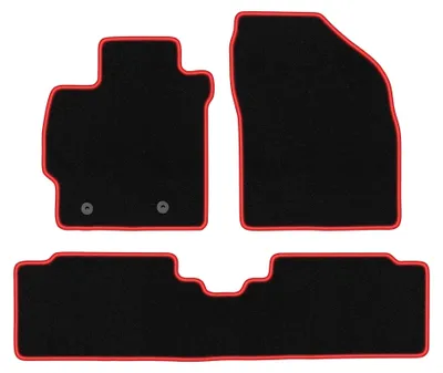 Productafbeelding van Velours automatten voor Toyota Auris I 2006-2013 (hatchback) – 3-delig, zwart/rood, op maat – Wielganizator CARLUX