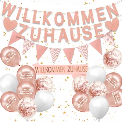 Produktbild von Willkommen Zuhause Dekoration - 24-teiliges Set - Für Geburt und Einweihungsparty - Mehrfarbig