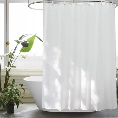 Produktbild von Duschvorhang 180x180 cm Weiß Textil Wasserdicht Anti-Schimmel Waschbar mit 12 Ringen