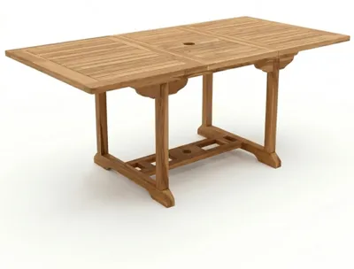 Produktbild von Premium Gartentisch ausziehbar Madera, Garten Tisch aus Teakholz 120-170 x 120 cm, wetterfester Terrassentisch mit Schirmloch, rechteckiger Holztisch für Garten Terrasse, massiver Holz Esstisch