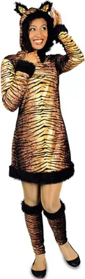 Produktbild von Tiger Tierkostüm für Damen | Kleid mit Stulpen Größe: 48/50