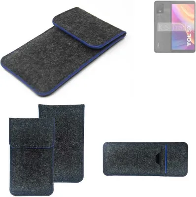 Produktbild von K-S-Trade Handy-Hülle Schutz-Hülle kompatibel mit TCL 501 Filztasche Pouch Tasche Case Sleeve Filzhülle dunkelgrau, blauer Rand