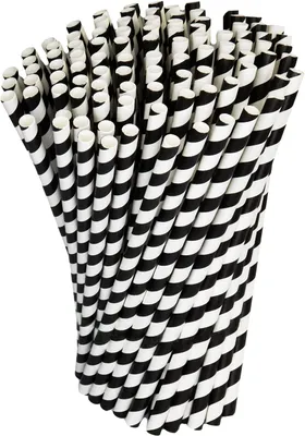 Produktbild von 100 Stück Love Nature Dauerhaft Papierstrohhalme Schwarze und Weiße Streifen - Recycling Strohhalme - Trinkhalme Papier - Strohhalme Papier - Paper Straws - Strohhalm Einweg - Strohhalme Schwarz Weiss