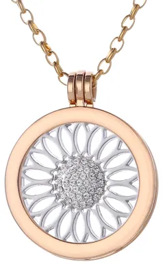 Produktbild von Morella Damen Halskette gold 70 cm Edelstahl mit Anhänger und Coin 33 mm Sonnenblume in Schmuckbeutel