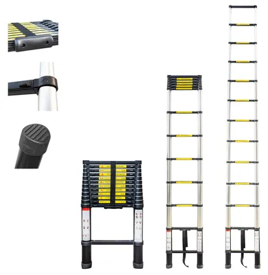 Zdjęcie produktu dla Drabina teleskopowa aluminiowa - 4,4 metra, wysuwana - 15 szczebli