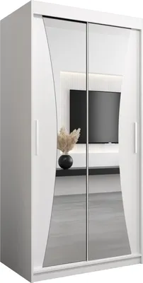 Produktbild von Kleiderschrank, Schiebetürenschrank Schlafzimmer, Schrank mit Spiegel MONACO 100 cm