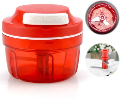 Produktbild von Manueller Zwiebelhacker, multifunktionale Gemüseschneider, für Zwiebeln, Gemüse und Fleisch, rot