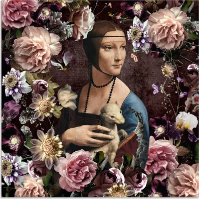 Produktbild von ARTland Glasbild Lady mit Hermelin - Da Vinci Adaption Größe: 50x50 cm