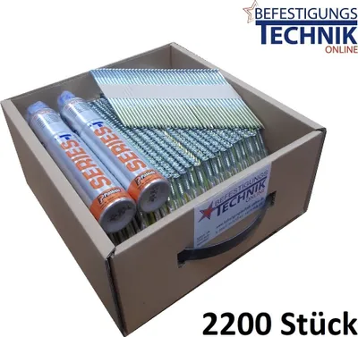 Produktbild von 34° Streifennägel 3,1x90mm ring verzinkt +2x Gas für Paslode IM90Ci IM90Xi IM100Ci IM100Xi 2,2M