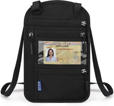 Produktbild von Reisorganizer für Männer, RFID-Sicherheitstasche, Reiseaccessoires, Flugtickettasche, Tasche für Smartphone, Reisedokumente, Geldtasche, Schwarz