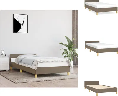 Produktbild von vidaXL Bettgestell mit Kopfteil Taupe 90x200 cm Stoff -  Betten & Bettgestelle