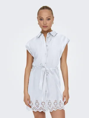 Produktbild von ONLLOU LIFE EMB S/S SHIRT DRESS PTM Bright White M