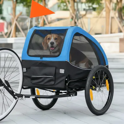 Produktbild von Hundefahrradanhänger klappbar, Hundebuggy, Oxford-Gewebe, Blau | 138 x 70 x 89 cm | bis 20 kg | 20-Zoll-Räder