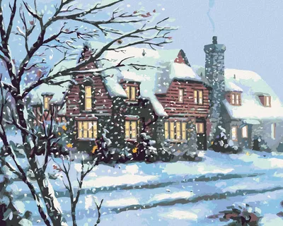 Produktbild von Zuty - Malen nach Zahlen - SCHNEEBEDECKTES HAUS (D. RUSTY RUST), 40x50 cm, mit Keilrahmen (bereits gespannt)