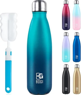 Produktbild von Famanu Trinkflasche 500 ml - Doppelwandige Edelstahl-Isolierflasche, BPA-frei, auslaufsicher