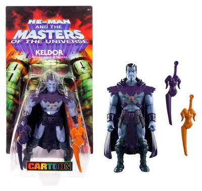 Produktbild von Masters of the Universe Origins 200X Keldor aus der Cartoon-Kollektion, ca. 14 cm große Actionfigur, MOTU-Spielzeug, 6 Jahr(e), Mehrfarbig, Kunststoff