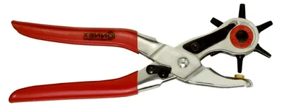 Produktbild von Revolverlochzange 220 mm, 6 Lochgrößen (2-4,5 mm), Griffe mit Tauchbeschichtung