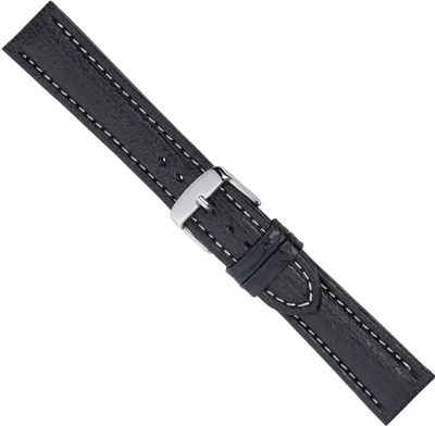 Produktbild von Ersatzband Uhrenarmband Haileder mit Kontrastnaht schwarz 26558S, Stegbreite:20mm