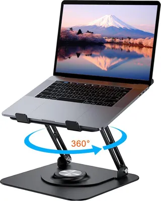 Produktbild von Laptop Ständer, notebook ständer aus metall, rotierbar, erhöhbar, rutschfest, lüftungsoffen