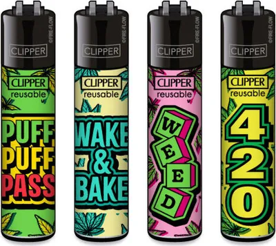 Produktbild von Clipper Reibrad Feuerzeuge Weed Statements #7, 4 Stück
