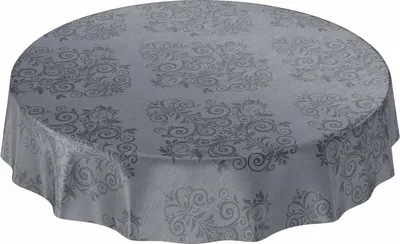 Produktbild von Tischdecke Wachstuch Ornamente Grau Robust Wasserabweisend Rund 140 cm