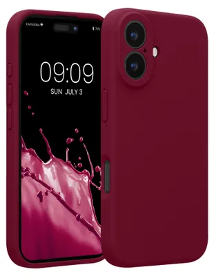 Produktbild von kwmobile Handyhülle für Apple iPhone 16 Hülle - gummierte Handy Silikon Case für iPhone 16 - Schutzhülle Cover - Rhabarber Rot