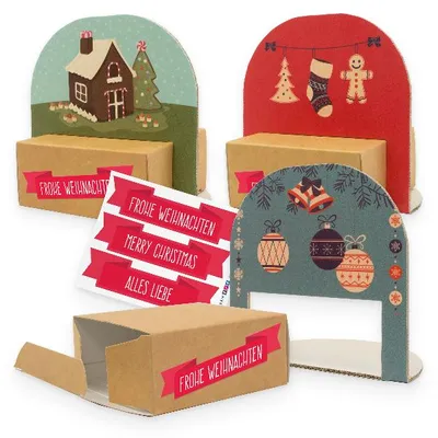 Produktbild von itenga Geschenkverpackung Set "Weihnachten Vintage" 3x Verpackung + Sticker