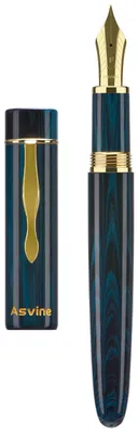 Eboniet-Füllfederhalter #8 Stub 1,1 mm Kalligrafie Blau