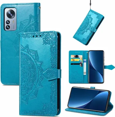 Produktbild von König Design Hülle kompatibel mit Xiaomi 12 Pro Kunstleder Handyhülle - Handy Case Blau