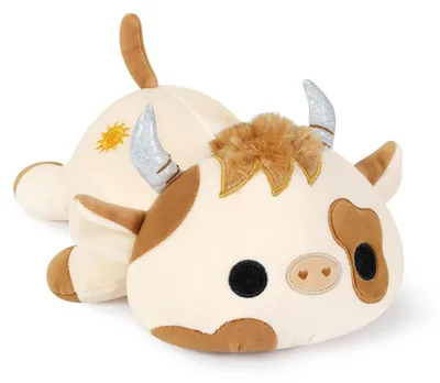 Immagine prodotto di Peluche a forma di mucca, morbido, carino, color beige, 30 cm. Ideale come cuscino decorativo