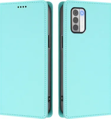 Image de Etui en cuir pour Nokia G42 /Nokia G310, étui magnétique en cuirPolyuréthaneavec support Vert Menthe