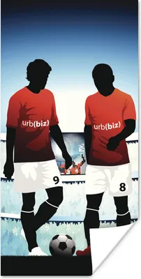 Produktbild von MuchoWow® Poster Eine Illustration von zwei Fußballspielern in einem Stadion - Jungen - Mädchen - Kinder 60x120 cm - Wandschmuck