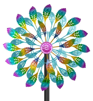Produktbild von Windmühle Garten Dekoration - Große Windspinner 33 cm breit - 160 cm hoch - 4 Ebenen