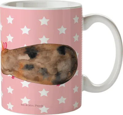 Produktbild von Mr. & Mrs. Panda Kinderbecher Einhorn Meerschweinchen - Rot Pastell - Geschenk, Unicorn, Meerhörnchen, Meerschwein, Plastikbecher, Haferl, Pott, Einhörner, Camping Tasse